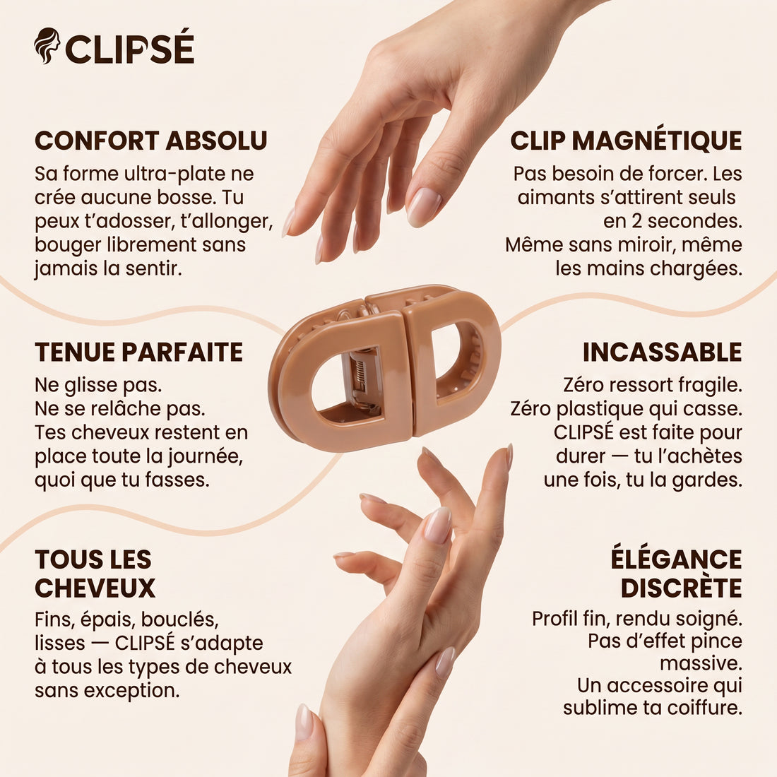 CLIPSÉ™ — La Pince à Cheveux Magnétique