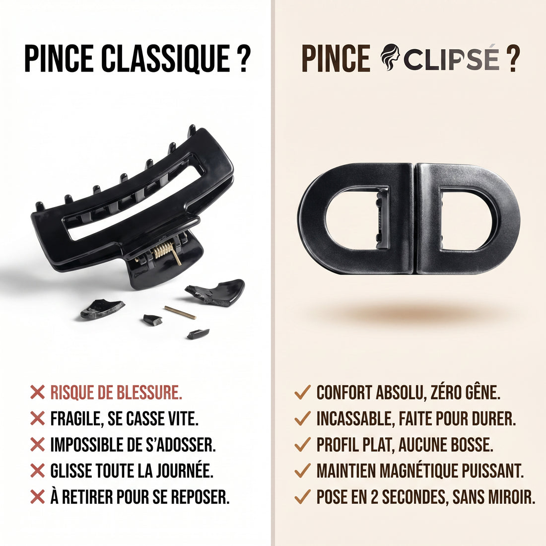 CLIPSÉ™ — La Pince à Cheveux Magnétique